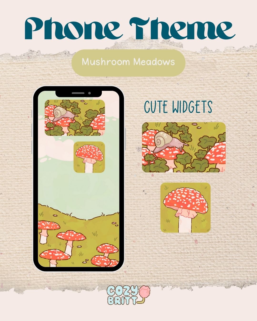 Mushroom Meadows Phone Theme | Digital Download